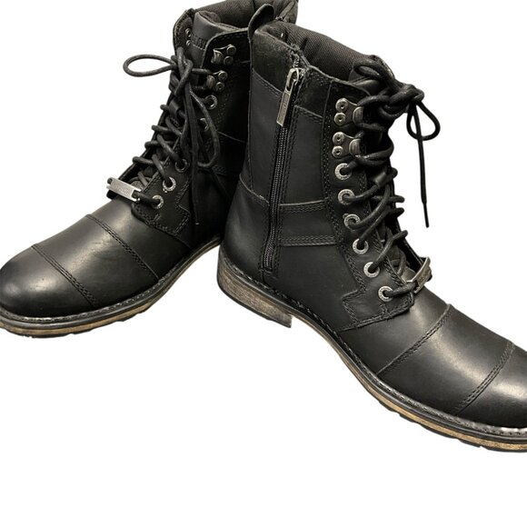 Harley-Davidson Mens Black Leather Lace-Up Riding Boots With Side Zippers - Sz 9 - Picture 10 of 10